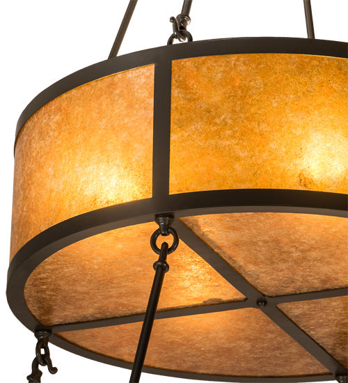 Meyda Lighting Prime 60" 12-Light 2-Tier Timeless Bronze Pendant Light With Amber Mica Shade Glass