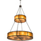 Meyda Lighting Prime 60" 12-Light 2-Tier Timeless Bronze Pendant Light With Amber Mica Shade Glass