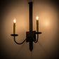 Meyda Lighting Primitive 15" 2-Light Costello Black Wall Sconce With Amber Faux Candlelight
