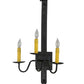 Meyda Lighting Primitive 15" 3-Light Costello Black Wall Sconce With Ivory Faux Candlelight