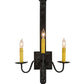 Meyda Lighting Primitive 15" 3-Light Costello Black Wall Sconce With Ivory Faux Candlelight