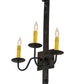 Meyda Lighting Primitive 15" 3-Light Costello Black Wall Sconce With Ivory Faux Candlelight