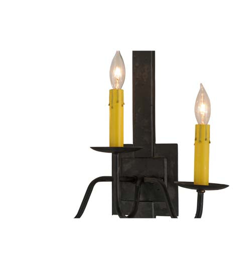 Meyda Lighting Primitive 15" 3-Light Costello Black Wall Sconce With Ivory Faux Candlelight