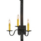 Meyda Lighting Primitive 15" 3-Light Costello Black Wall Sconce With Ivory Faux Candlelight