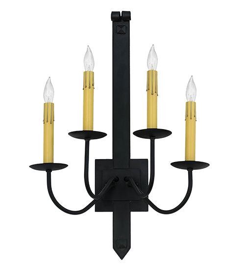 Meyda Lighting Primitive 16" 4-Light Costello Black Wall Sconce With Ivory Faux Candlelight