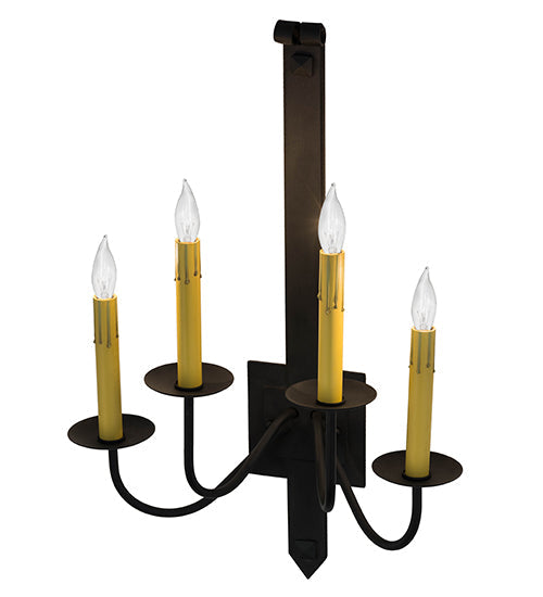 Meyda Lighting Primitive 16" 4-Light Costello Black Wall Sconce With Ivory Faux Candlelight