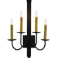 Meyda Lighting Primitive 16" 4-Light Costello Black Wall Sconce With Ivory Faux Candlelight