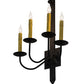 Meyda Lighting Primitive 16" 4-Light Costello Black Wall Sconce With Ivory Faux Candlelight
