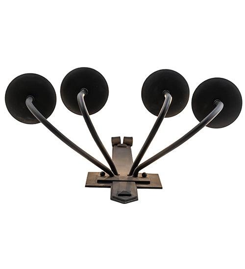 Meyda Lighting Primitive 16" 4-Light Costello Black Wall Sconce With Ivory Faux Candlelight