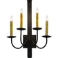 Meyda Lighting Primitive 16" 4-Light Costello Black Wall Sconce With Ivory Faux Candlelight