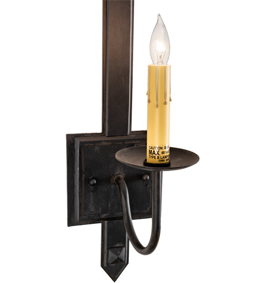 Meyda Lighting Primitive 5" Costello Black Wall Sconce With Ivory Faux Candlelight