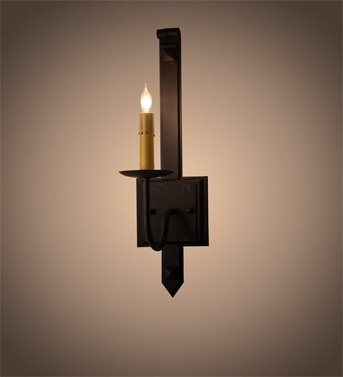 Meyda Lighting Primitive 5" Costello Black Wall Sconce With Ivory Faux Candlelight