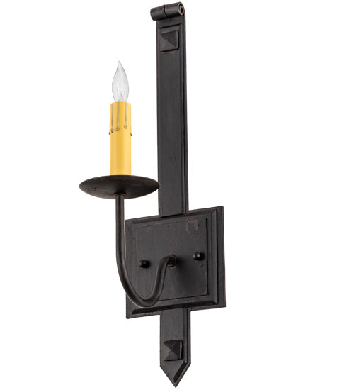Meyda Lighting Primitive 5" Costello Black Wall Sconce With Ivory Faux Candlelight