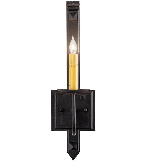 Meyda Lighting Primitive 5" Costello Black Wall Sconce With Ivory Faux Candlelight