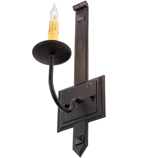 Meyda Lighting Primitive 5" Costello Black Wall Sconce With Ivory Faux Candlelight