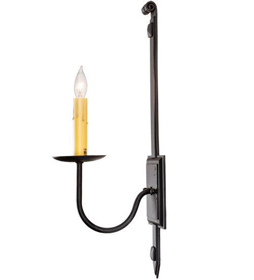 Meyda Lighting Primitive 5" Costello Black Wall Sconce With Ivory Faux Candlelight