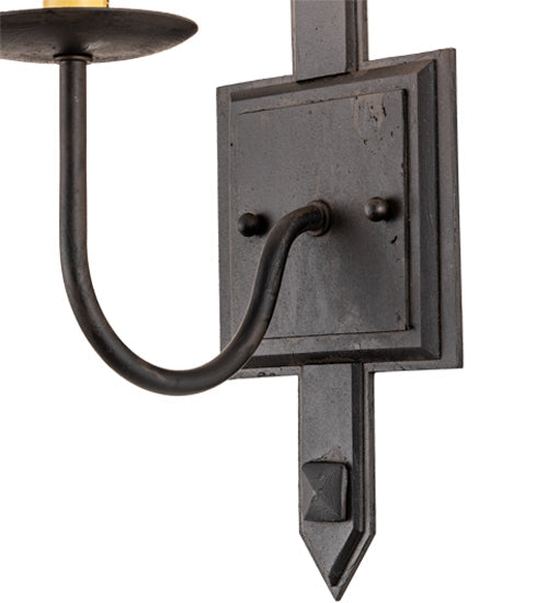 Meyda Lighting Primitive 5" Costello Black Wall Sconce With Ivory Faux Candlelight