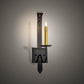 Meyda Lighting Primitive 5" Old Wrought Iron Wall Sconce With Ivory Faux Candlelight