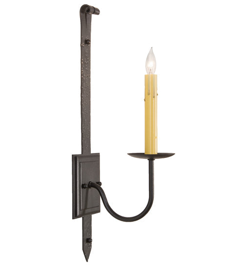 Meyda Lighting Primitive 5" Old Wrought Iron Wall Sconce With Ivory Faux Candlelight