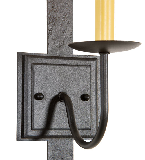 Meyda Lighting Primitive 5" Old Wrought Iron Wall Sconce With Ivory Faux Candlelight