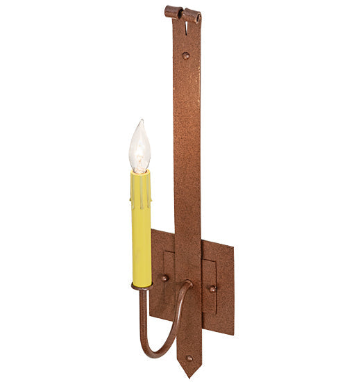 Meyda Lighting Primitive 5" Rust Wall Sconce With Ivory Faux Candlelight