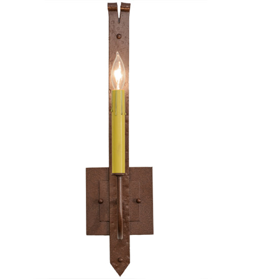 Meyda Lighting Primitive 5" Rust Wall Sconce With Ivory Faux Candlelight