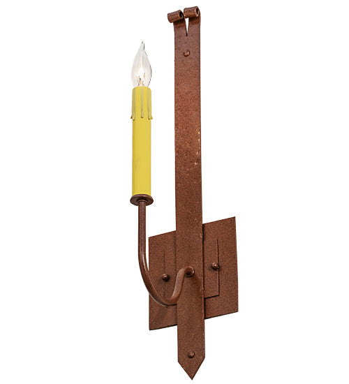 Meyda Lighting Primitive 5" Rust Wall Sconce With Ivory Faux Candlelight