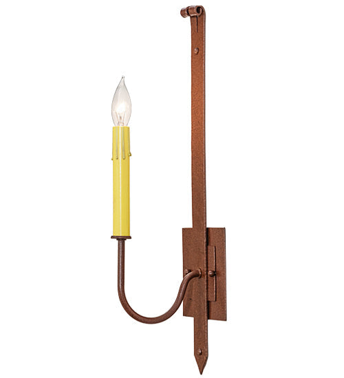 Meyda Lighting Primitive 5" Rust Wall Sconce With Ivory Faux Candlelight