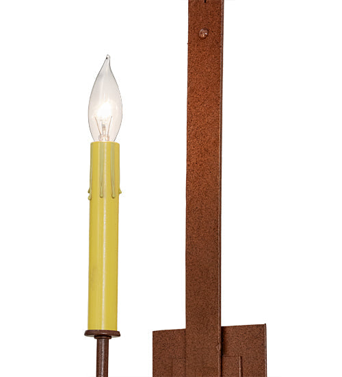 Meyda Lighting Primitive 5" Rust Wall Sconce With Ivory Faux Candlelight