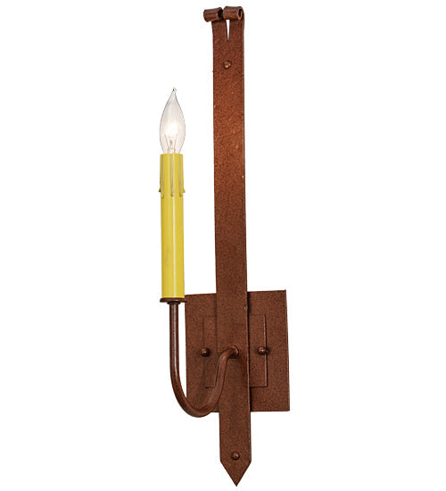 Meyda Lighting Primitive 5" Rust Wall Sconce With Ivory Faux Candlelight