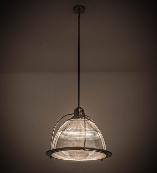Meyda Lighting Prismatic 26" 3-Light Brushed Nickel Pendant Light With Clear Crystal Idalight Shade Glass
