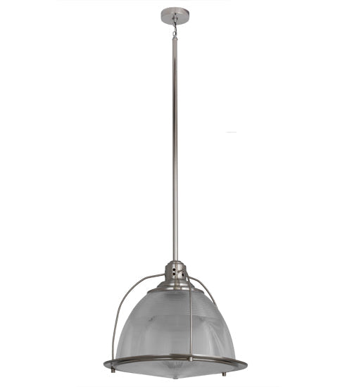 Meyda Lighting Prismatic 26" 3-Light Brushed Nickel Pendant Light With Clear Crystal Idalight Shade Glass