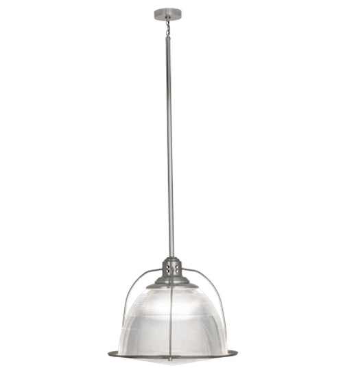 Meyda Lighting Prismatic 26" 3-Light Brushed Nickel Pendant Light With Clear Crystal Idalight Shade Glass