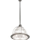 Meyda Lighting Prismatic 26" 3-Light Brushed Nickel Pendant Light With Clear Crystal Idalight Shade Glass