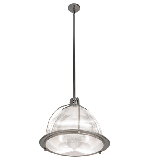 Meyda Lighting Prismatic 26" 3-Light Brushed Nickel Pendant Light With Clear Crystal Idalight Shade Glass