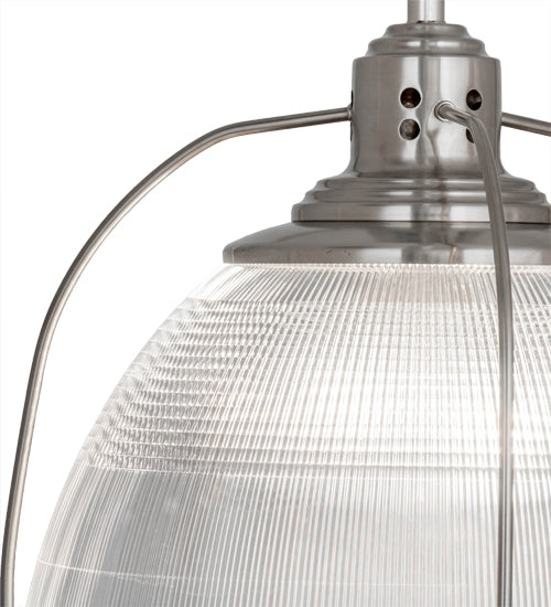 Meyda Lighting Prismatic 26" 3-Light Brushed Nickel Pendant Light With Clear Crystal Idalight Shade Glass