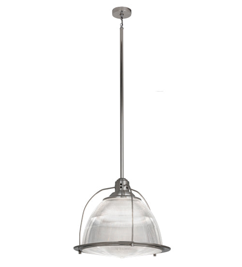 Meyda Lighting Prismatic 26" 3-Light Brushed Nickel Pendant Light With Clear Crystal Idalight Shade Glass