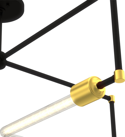 Meyda Lighting Pronograde 32" 4-Light Flat Black & Brass Semi-flush Mount Light