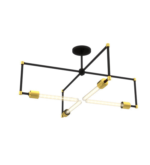 Meyda Lighting Pronograde 32" 4-Light Flat Black & Brass Semi-flush Mount Light