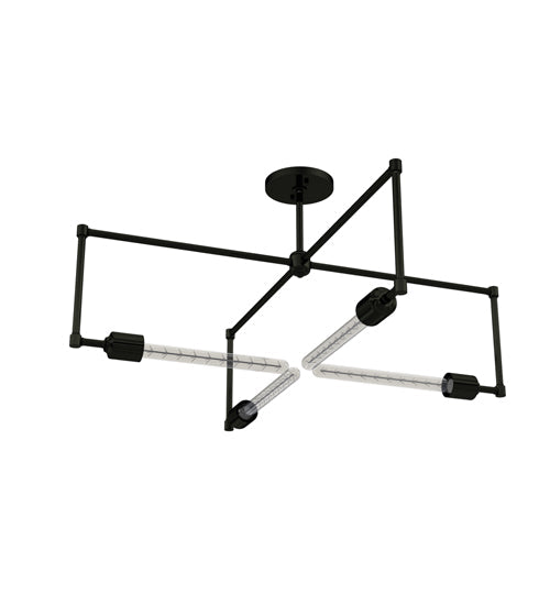 Meyda Lighting Pronograde 32" 4-Light Mirror Black Semi-flush Mount Light