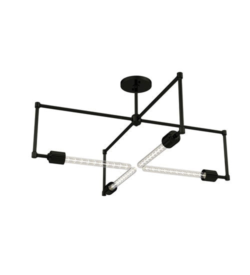 Meyda Lighting Pronograde 32" 4-Light Mirror Black Semi-flush Mount Light