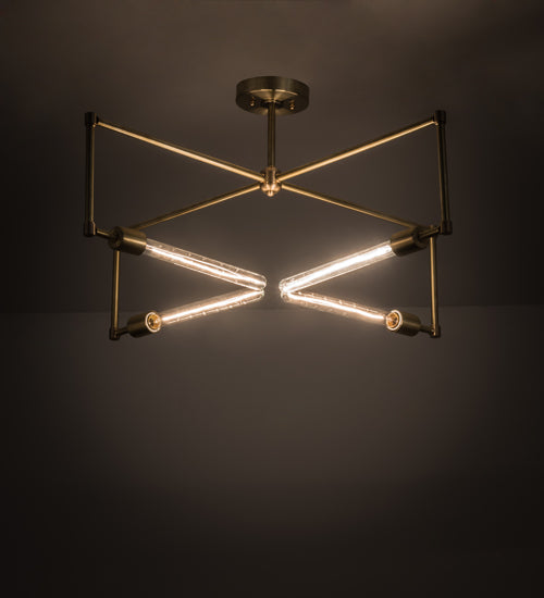 Meyda Lighting Pronograde 32" 4-Light Satin Brass Semi-flush Mount Light