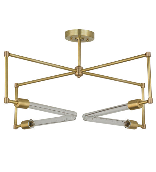 Meyda Lighting Pronograde 32" 4-Light Satin Brass Semi-flush Mount Light