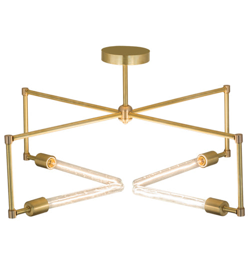 Meyda Lighting Pronograde 32" 4-Light Satin Brass Semi-flush Mount Light