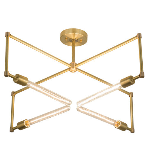 Meyda Lighting Pronograde 32" 4-Light Satin Brass Semi-flush Mount Light