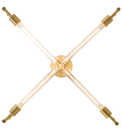 Meyda Lighting Pronograde 32" 4-Light Satin Brass Semi-flush Mount Light