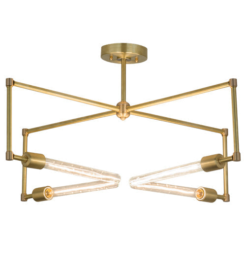 Meyda Lighting Pronograde 32" 4-Light Satin Brass Semi-flush Mount Light