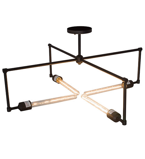 Meyda Lighting Pronograde 32" 4-Light Textured Black Semi-flush Mount Light