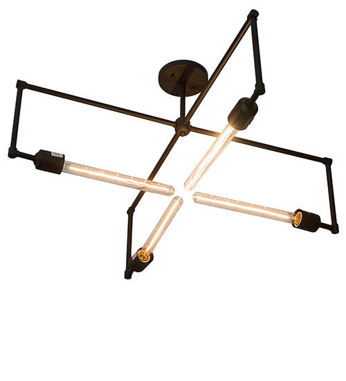 Meyda Lighting Pronograde 32" 4-Light Textured Black Semi-flush Mount Light