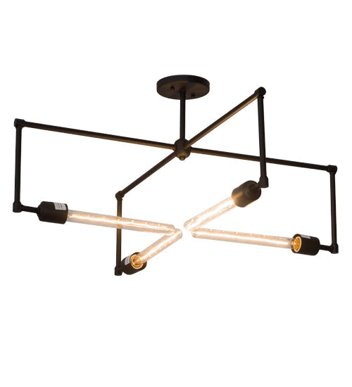 Meyda Lighting Pronograde 32" 4-Light Textured Black Semi-flush Mount Light